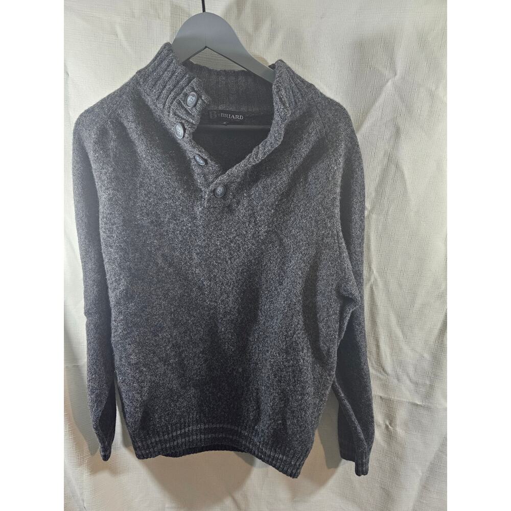 Briard Wool Blend Mock Neck Sweater Gray Knit Mens Large Italy